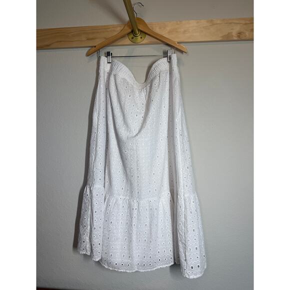 Women's Time and Tru White Eyelet Maxi Ruffle Bottom Cotton Skirt Size XXL (20) - Picture 10 of 10